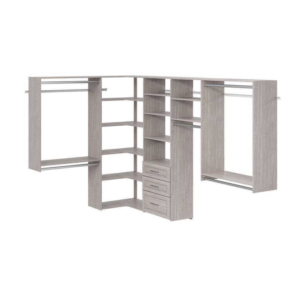 Closet Kit with Hanging Rods & Shelves - Corner Closet System - Closet  Shelves - Closet Organizers and Storage Shelves (Grey, 84 inches Wide)  Closet