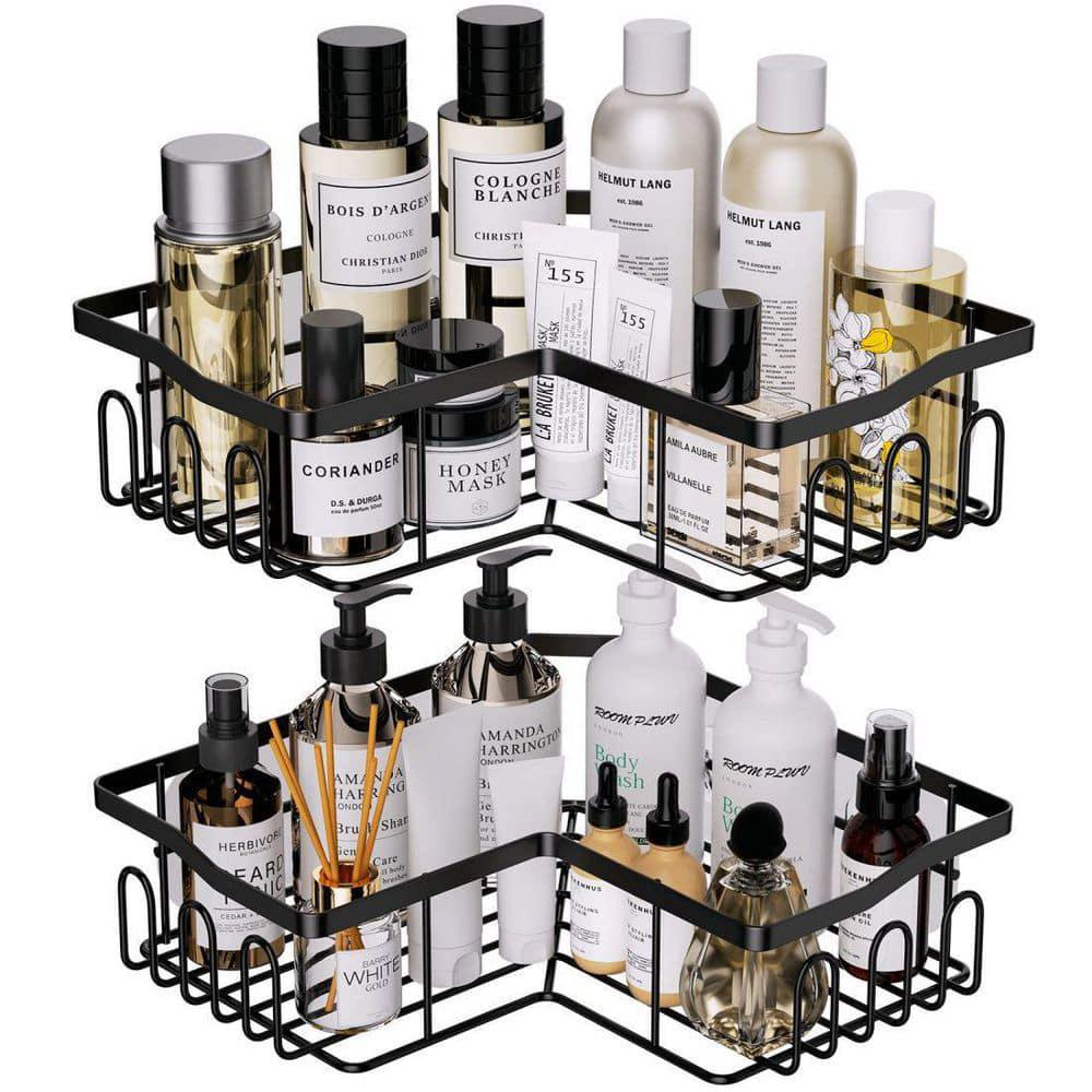 Dracelo Black Stainless Steel Bathroom Adhesive Shower Caddy Shelf