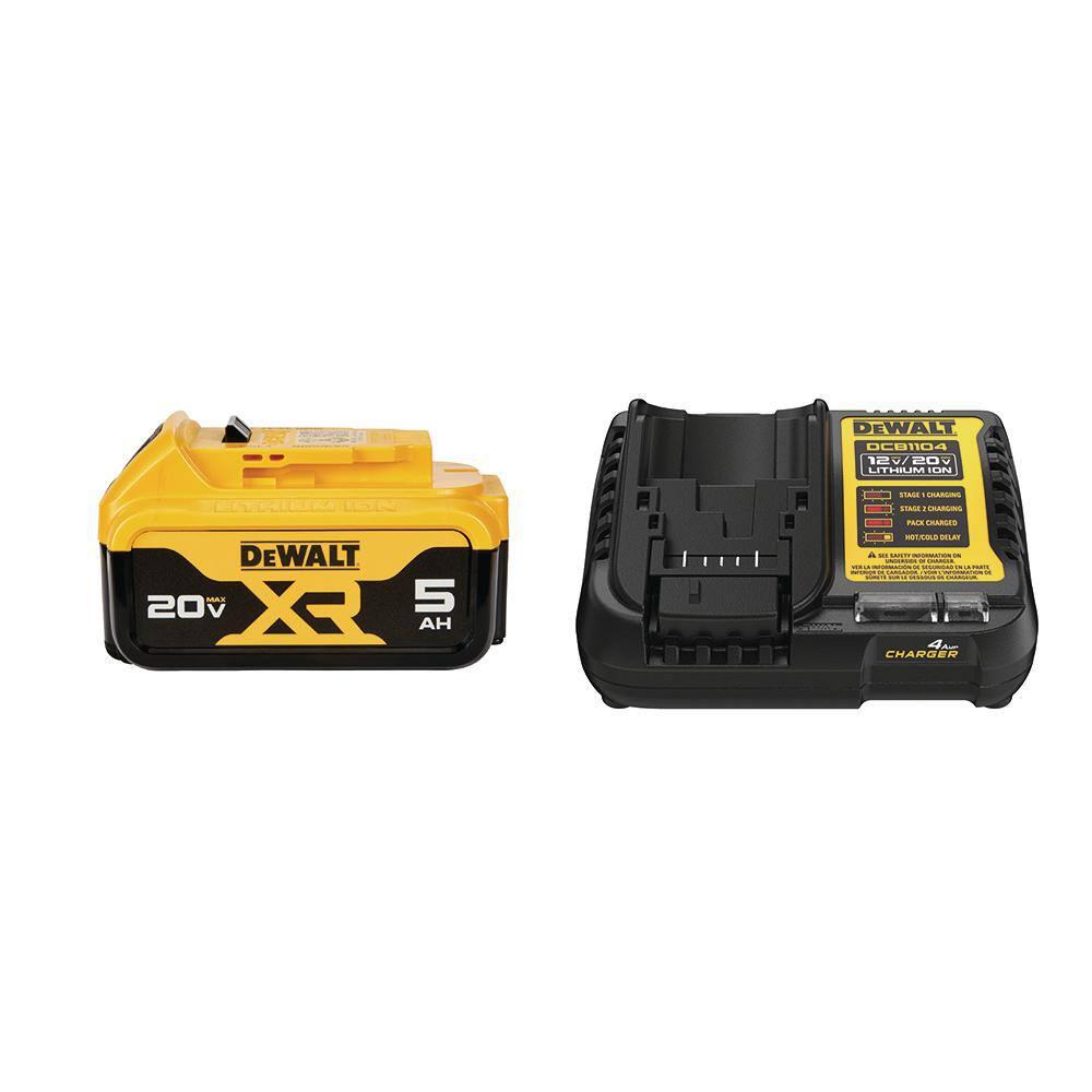 DEWALT 20 Volt Maximum XR 5.0 Ah Battery Pack and Charger Power