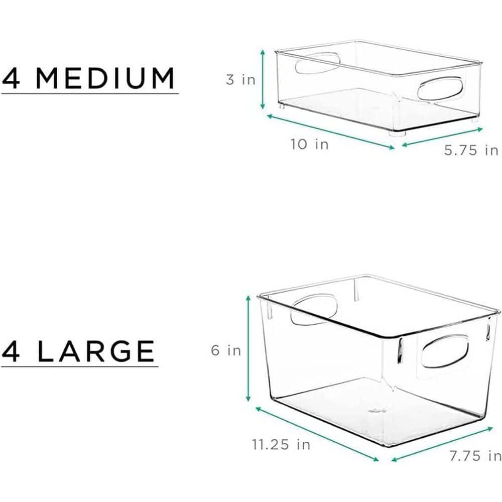 Sorbus Clear Plastic Storage Organizing Bins -2 Pack 