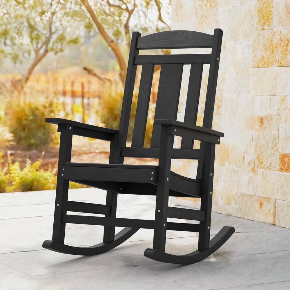 Patio Rocking Chair, Poly Lumber Porch Rocker with High Back, 350Lbs Support  Rocking Chairs for Both Outdoor and Indoor 