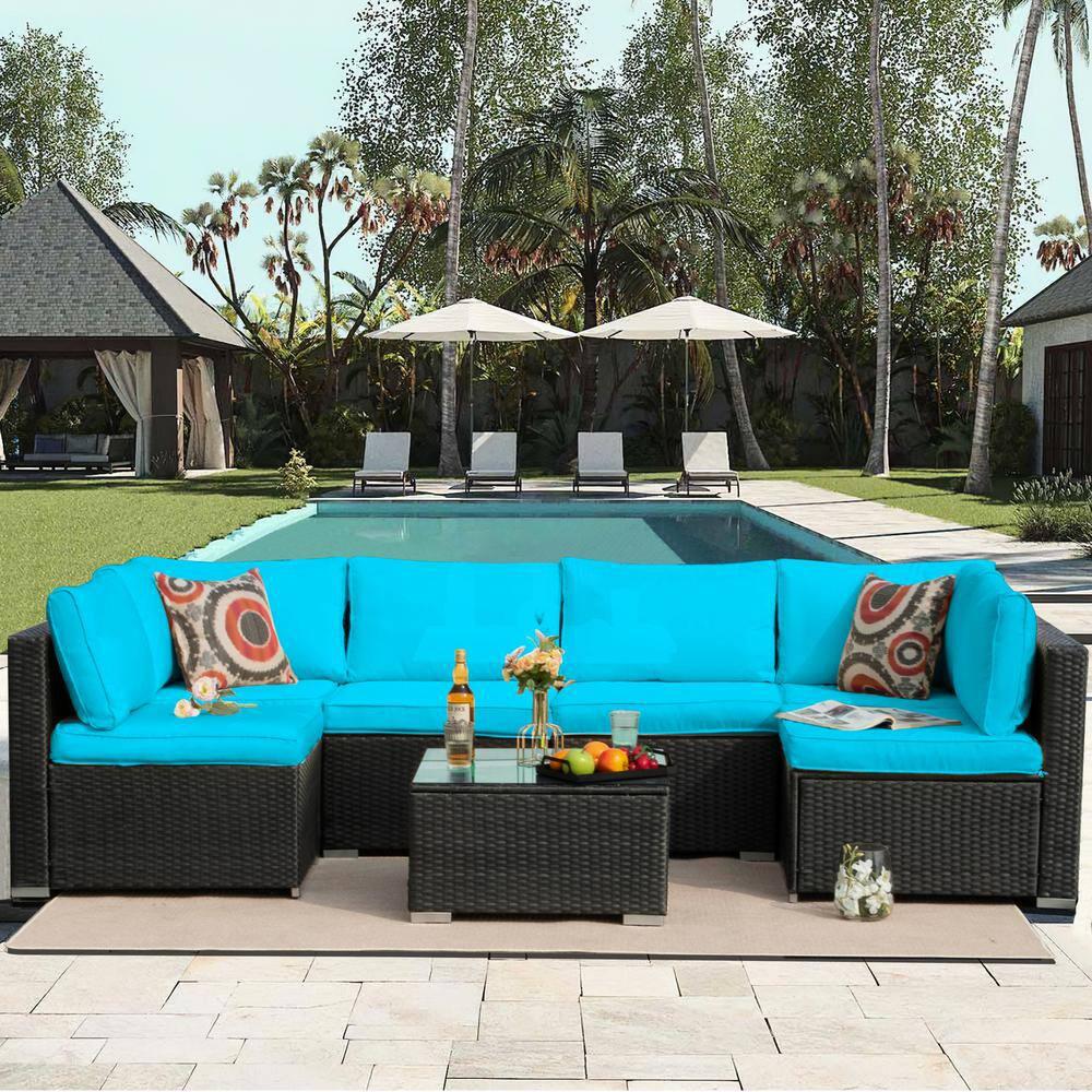 Cesicia 7-Piece Wicker Outdoor Sectional Sofa Set Patio