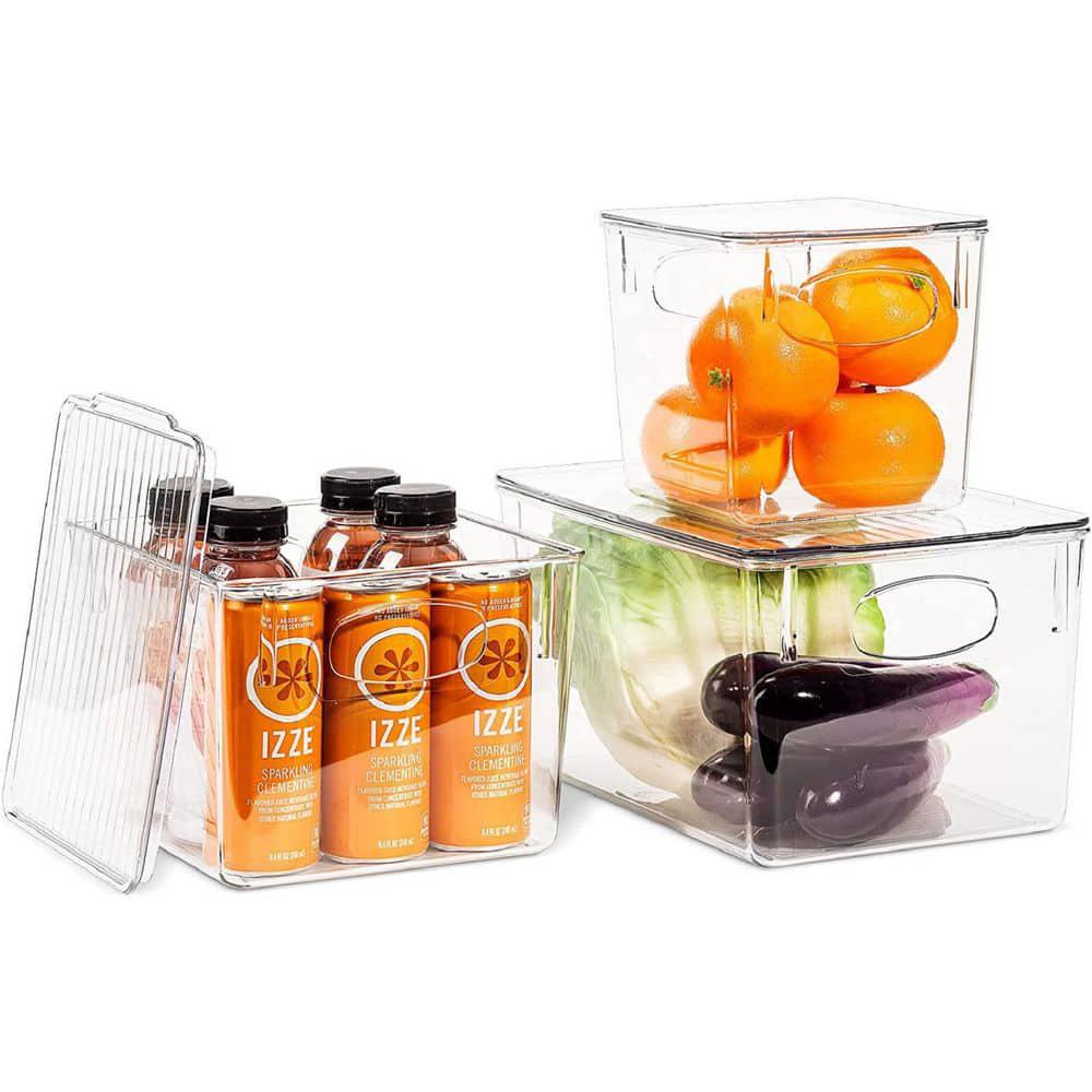 Sorbus Plastic Storage Bins Stackable Clear Pantry Organizer Box Bin  Containers for Organizing Kitchen Fridge, Food, Snack Pantry Cabinet,  Fruit