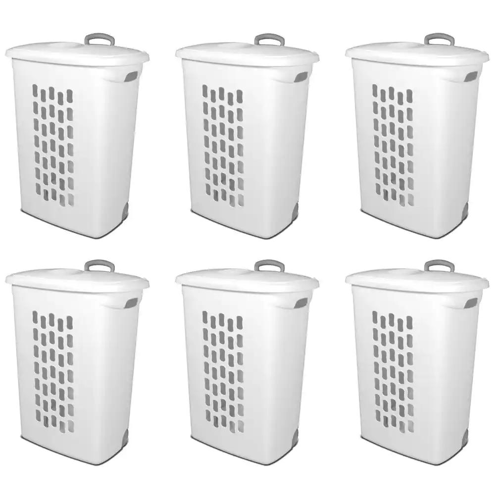 Sterilite Laundry Hamper Flip Top Lid Retractable Pull Handle