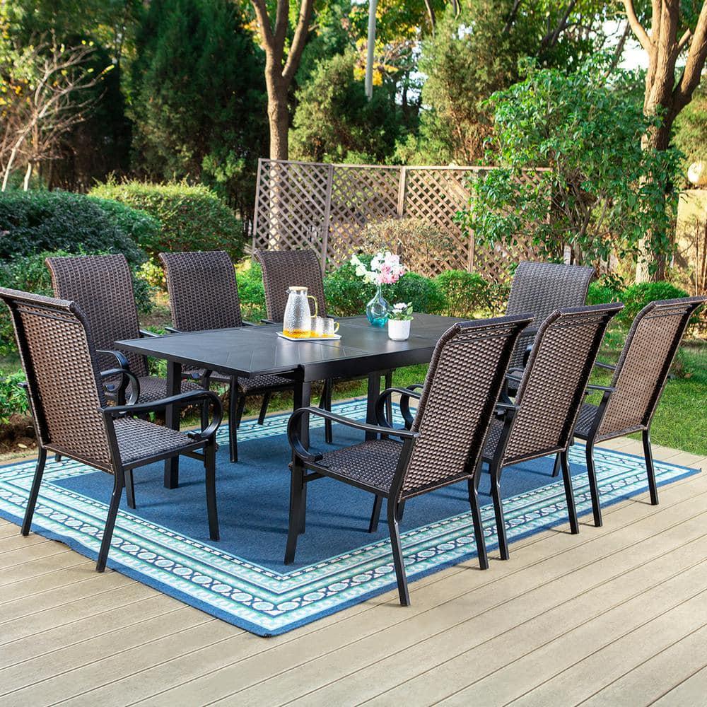 9 piece metal outdoor dining deals set