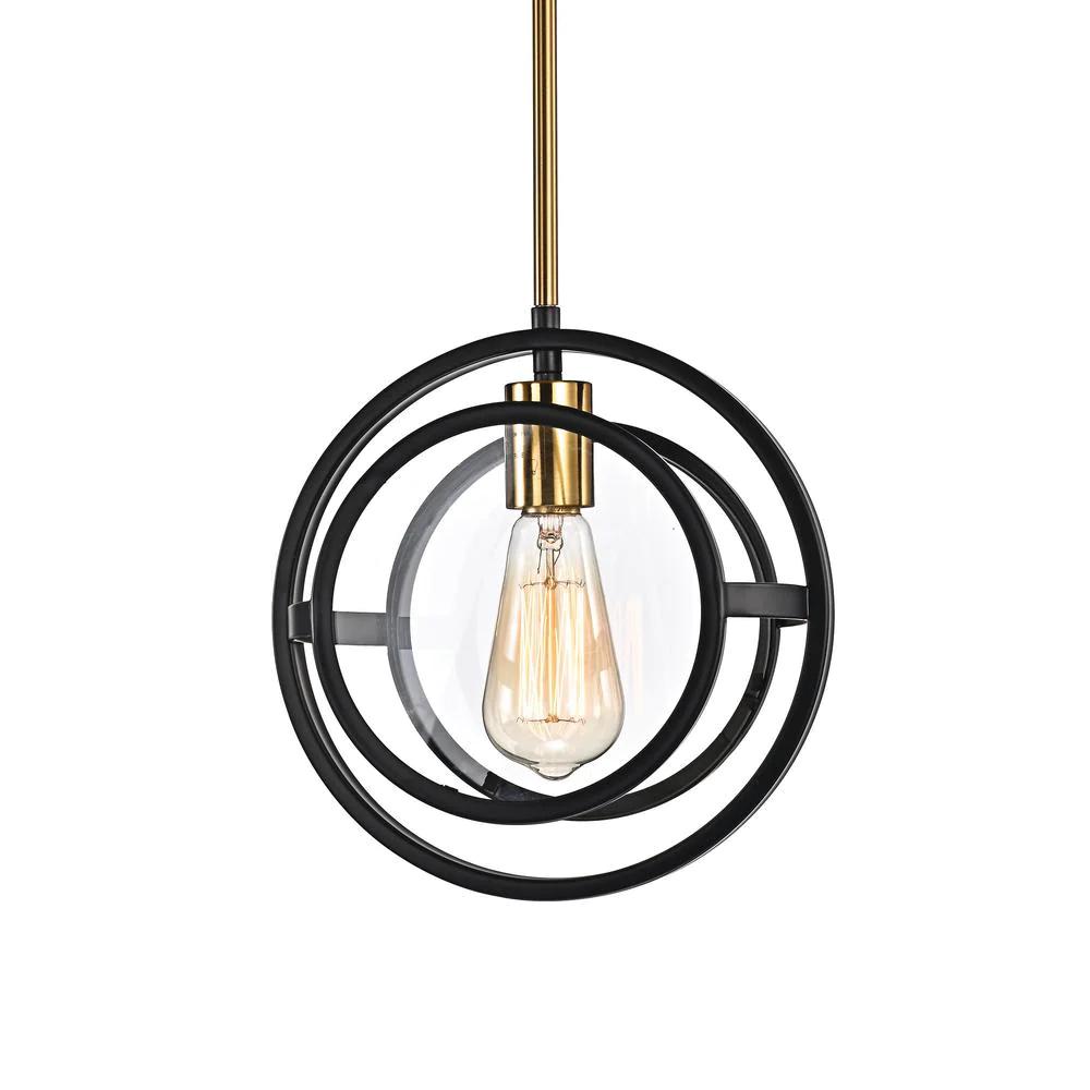 black and gold round pendant light