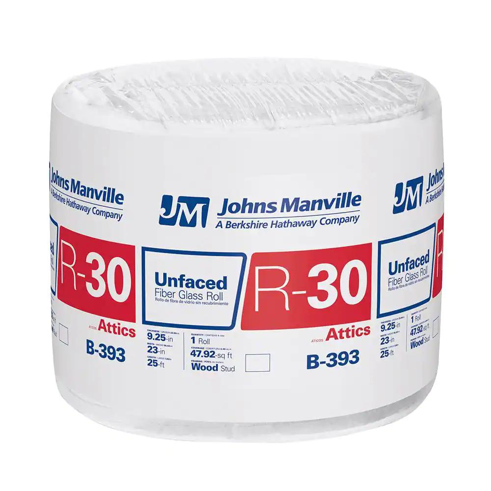 Johns Manville R-30 Unfaced Fiberglass Insulation Roll 23 in. x 25 ft.