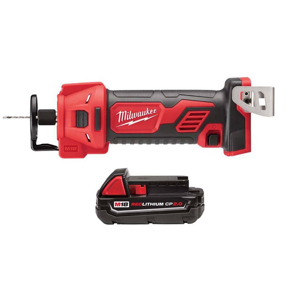 Milwaukee M18 18V Lithium-Ion Cordless Drywall Cut Out Rotary Tool w/2.0Ah Battery