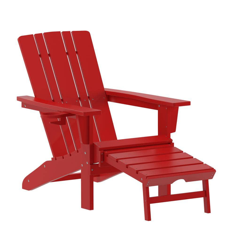 Carnegy Avenue Red Plastic Outdoor Lounge Chair in Red Composite