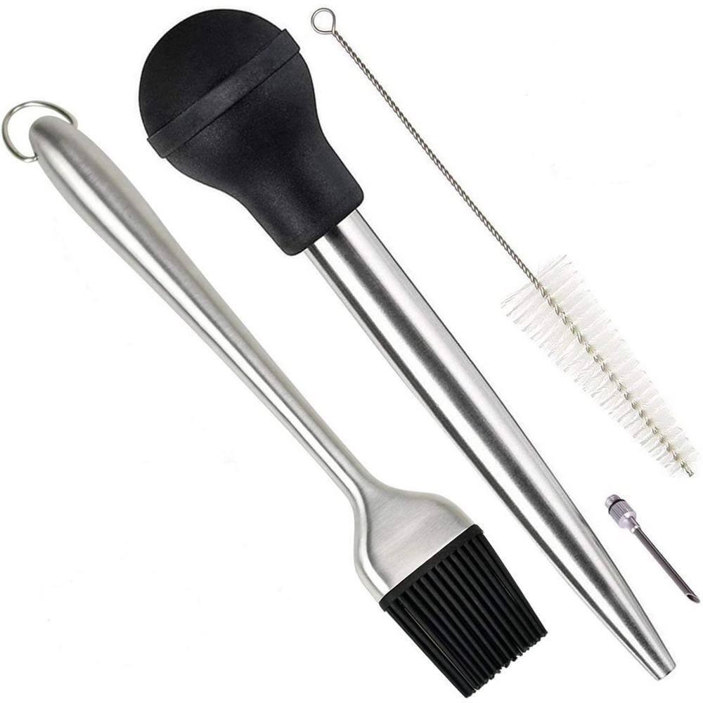 Cubilan Stainless Steel BBQ Sauce Pot and Silicone Basting Brush