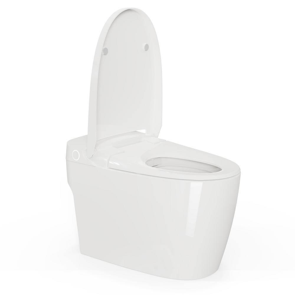 Simple Project 1-Piece 1.28 GPF Single Flush Elongated Tankless Smart Bidet Toilet in White, Auto Flush, Heated Seat, Night Light