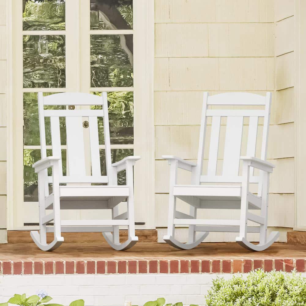 Patio Rocking Chair, Poly Lumber Porch Rocker with High Back, 350Lbs Support  Rocking Chairs for Both Outdoor and Indoor 