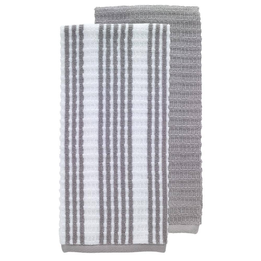 Kitchen Towels- Waffle Black On White Stripes