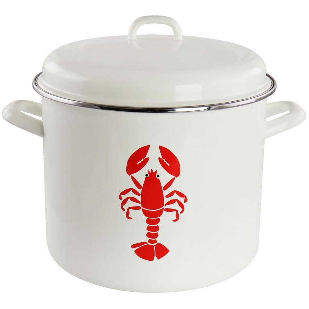 Martha Stewart Enamel on Steel 16 Quart Lobster Pot in Cream