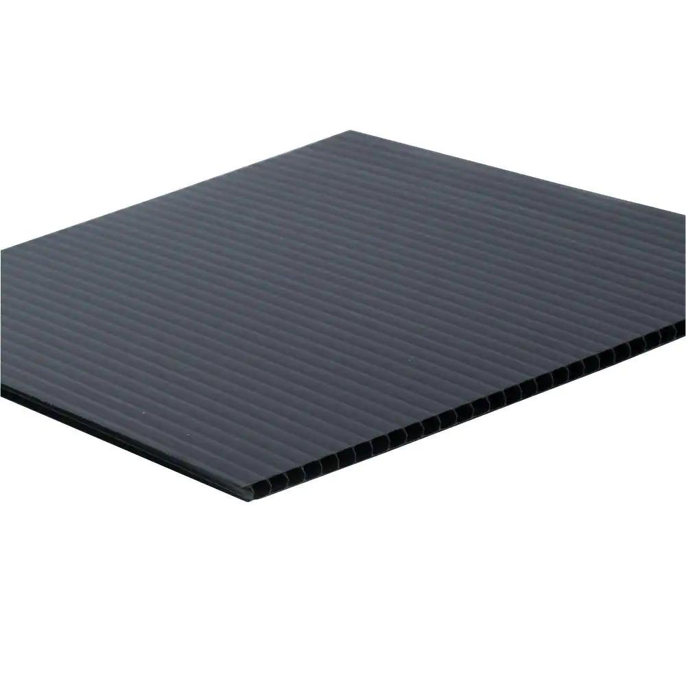 48 in. x 96 in. x 0.157 in. Black Corrugated Plastic Sheet (10-Pack)