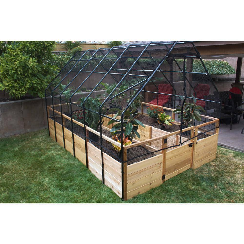 8 ft. W x 8 ft. D Cedar Garden in A Box with Greenhouse Covering Outdoor Living Today