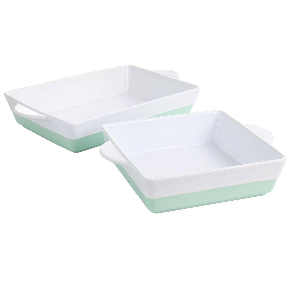 Martha Stewart Square Glass Storage Containers with Mint Lids