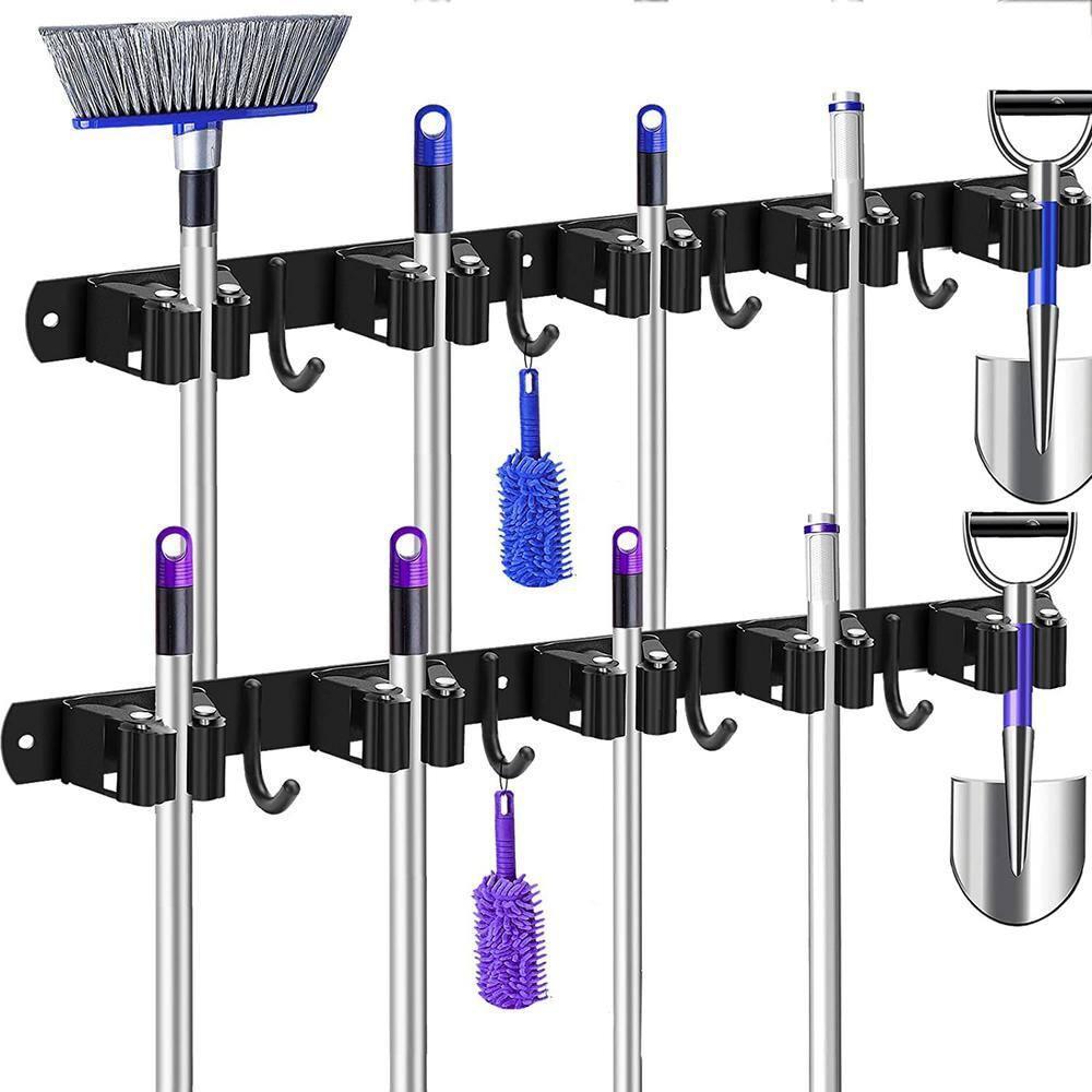 Oumilen (2-Pack) Mop & Broom Holder Wall Mounted Metal Tool