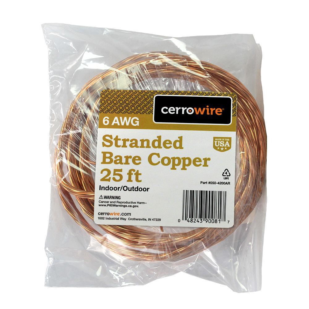 6 AWG 7 Stranded Bare Copper Conductor Soft Drawn Wire