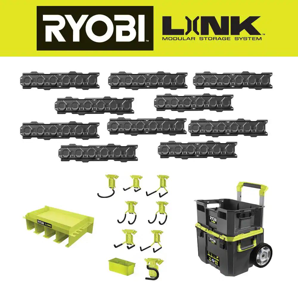 RYOBI LINK Total Garage Solution with Wall Rails, Hooks