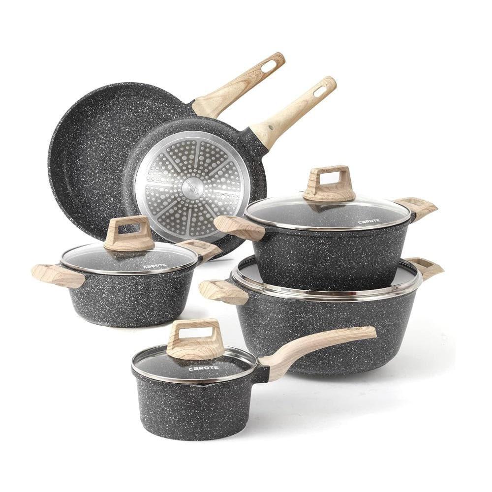 Aoibox 10-Piece Stone Nonstick Cookware Set in Beige