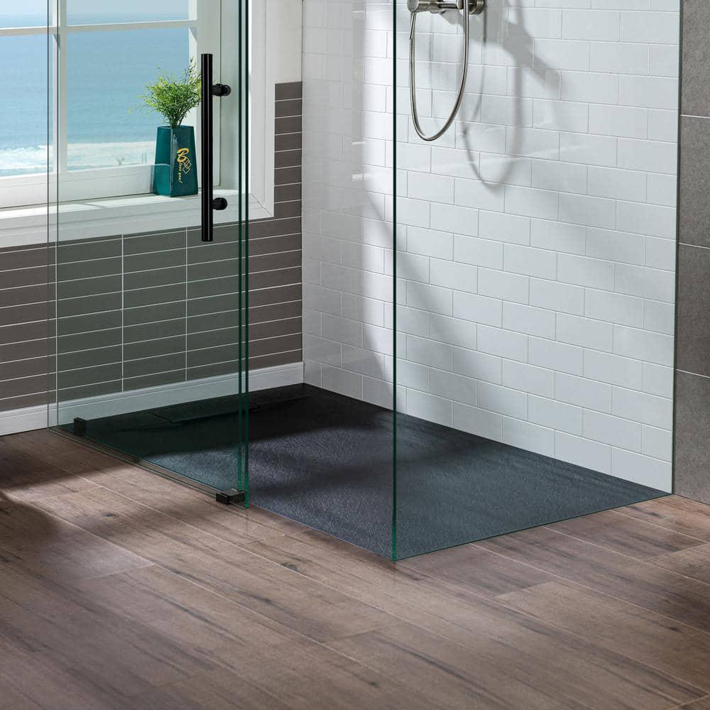 WOODBRIDGE 36 in. L x 36 in. W Alcove Solid Surface Shower Pan