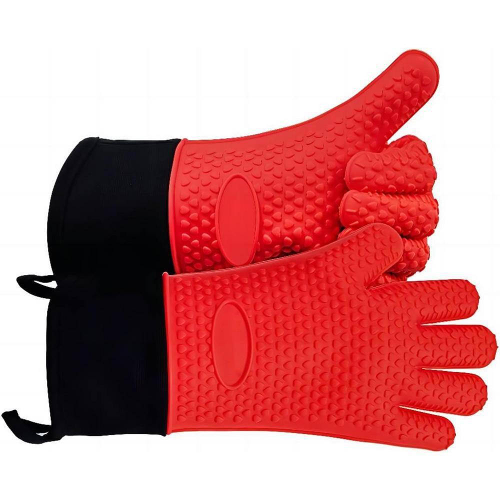 Cubilan BBQ Gloves, Black Grilling Gloves Heat Resistant Oven