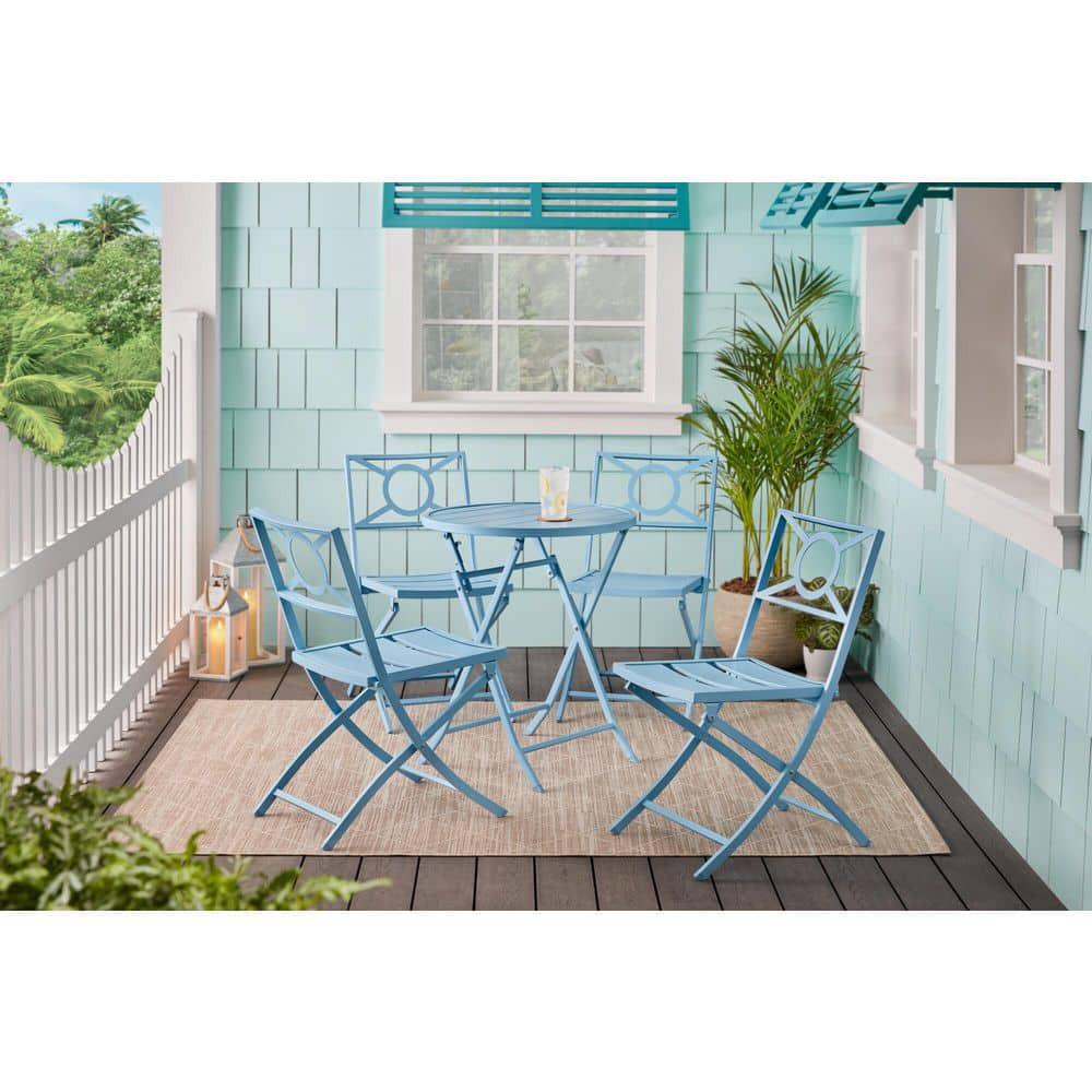 StyleWell Mix and Match Surf Metal Folding Outdoor Dining Chair