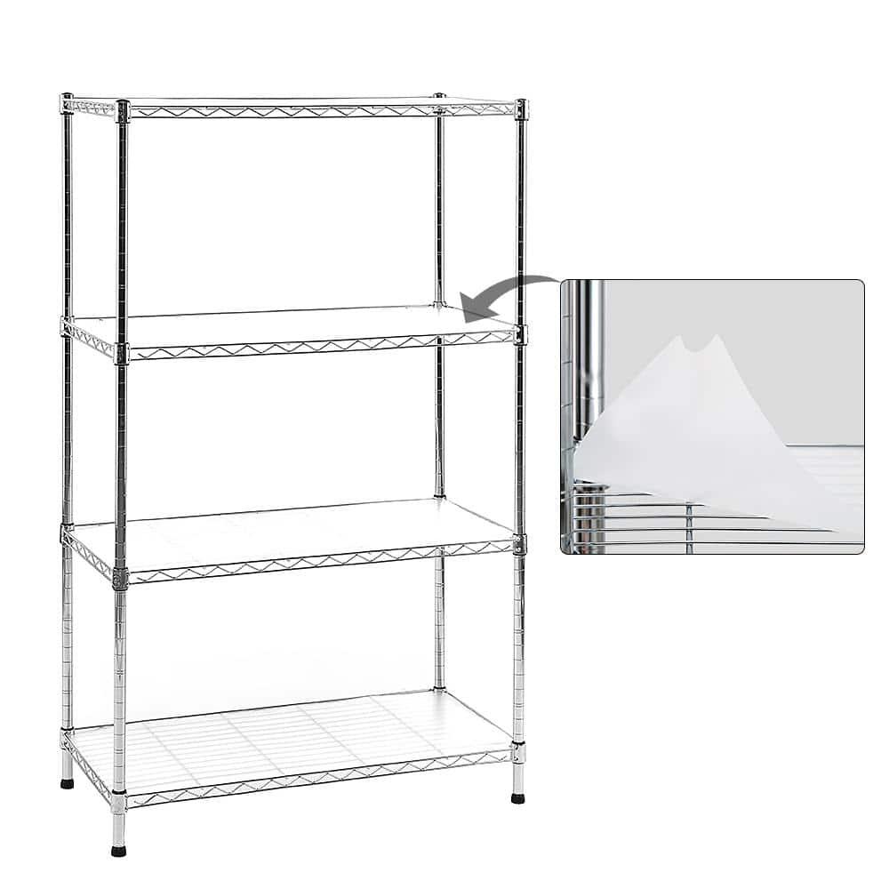 4 Tier Multi Purpose Wire Storage Rack in Chrome - Wire Shelf Additions