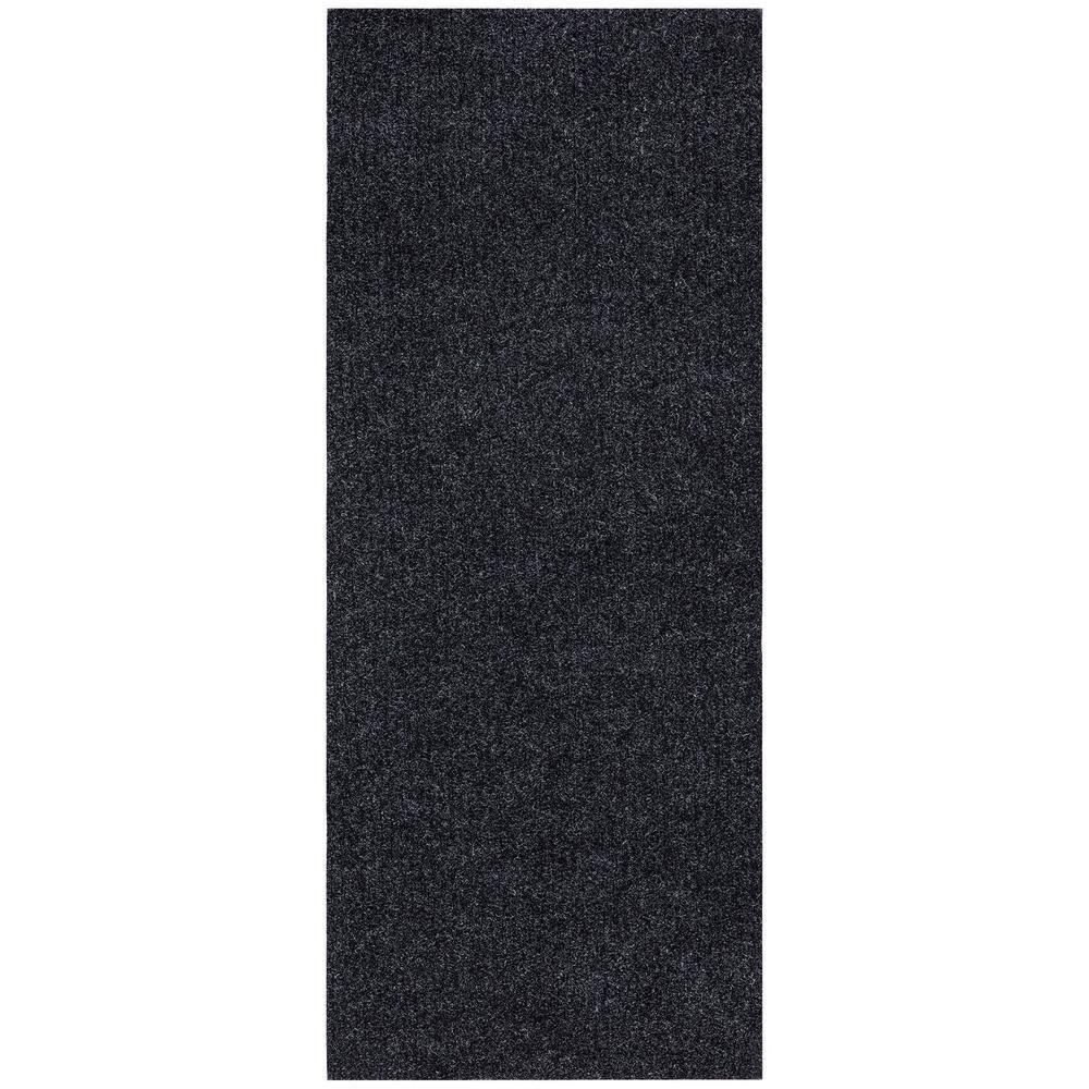 Sweet Home Stores Ribbed Waterproof Non-Slip Rubberback Entryway Mat 2 ft. 7 in. W x 5 ft. L Black Polyester Garage Flooring