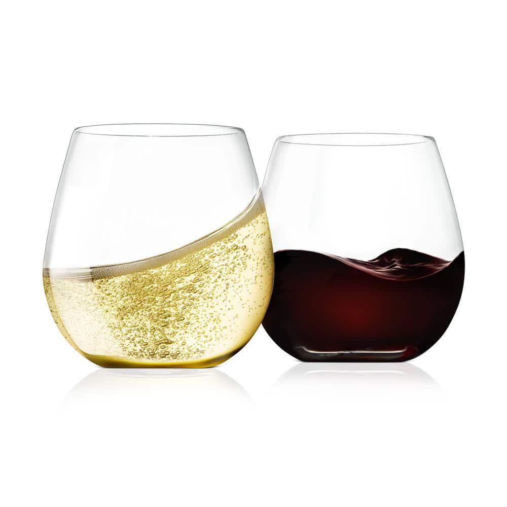 Nutrichef 15 oz. Crystal-Clear Stemless Wine Glass Set (Set of 4)