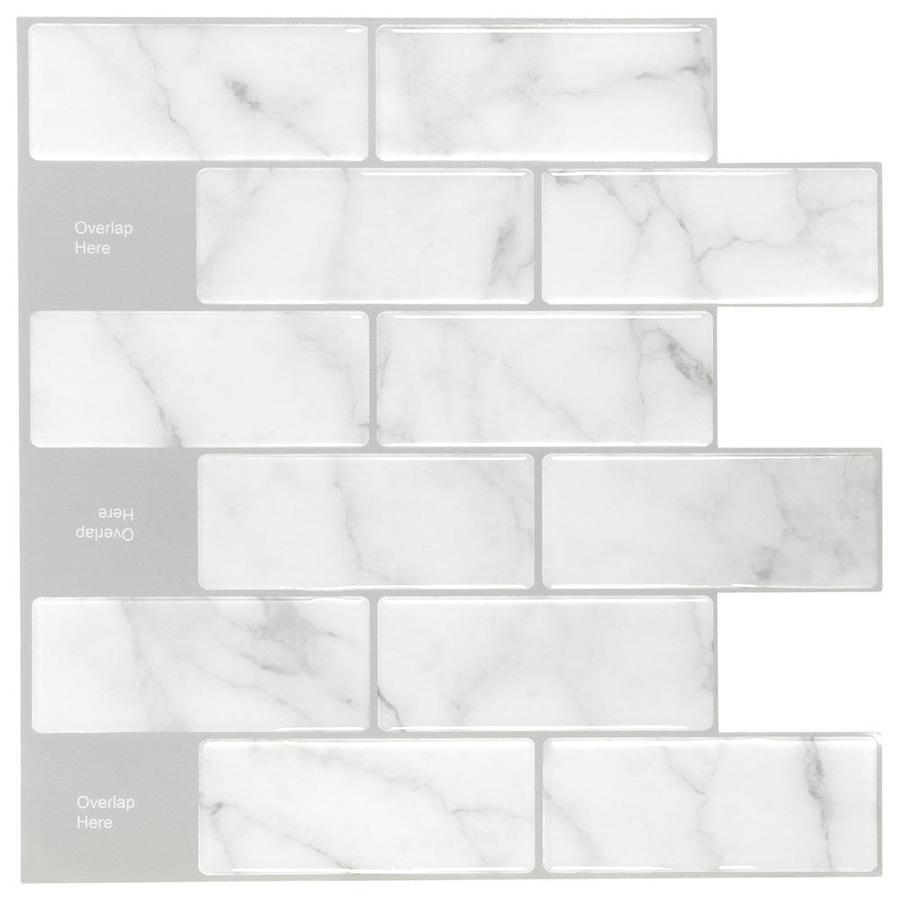 Peel&Stick Mosaics Carrara Subway 10-in x 10-in Glossy Composite Linear  Subway Peel and Stick Wall Tile (0.65-sq. ft/ Piece) in the Tile department  at